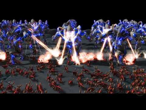 40 Stone Zealots VS 1000 Zerglings | Starcraft 2