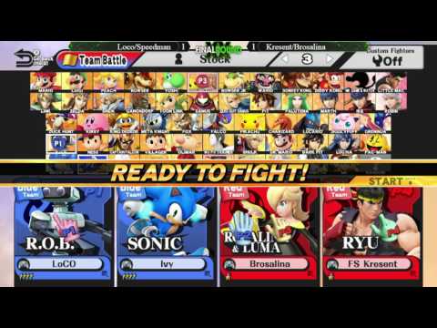 FRXX Sm4sh Doubles - Loco/Speedman vs Kresent/Brosalina - Smash 4 Doubles Round 2