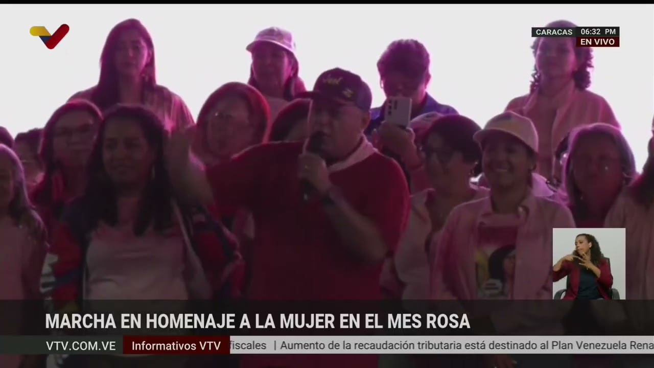 Diosdado Cabello en marcha de mujeres por el Mes Rosa, 22 octubre 2026