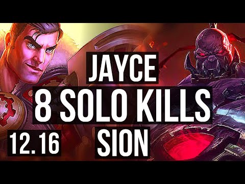 JAYCE vs SION (TOP) | 8 solo kills, 1000+ games, 1.4M mastery, Godlike | EUW Master | 12.16