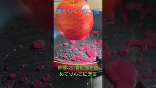 りんご飴の作り方、砂糖と水を炒めるだけで屋台の味、文化祭にどうぞ