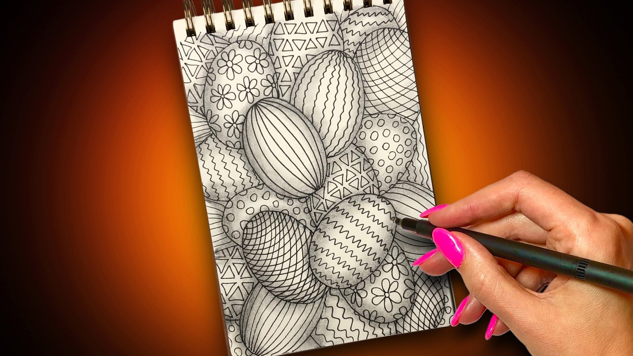 Easter Eggs Zentangle Art 🐣 Simple Doodle Ideas for Beginners