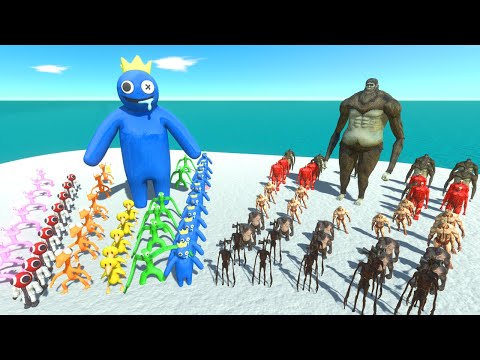 Epic Battle  - Team Rainbow Friends VS Team Titan Beast - Animal Revolt Battle Simulator