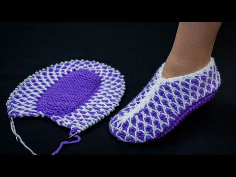 Elegant slippers on 2 knitting needles simply and easily - even a beginner can handle it!