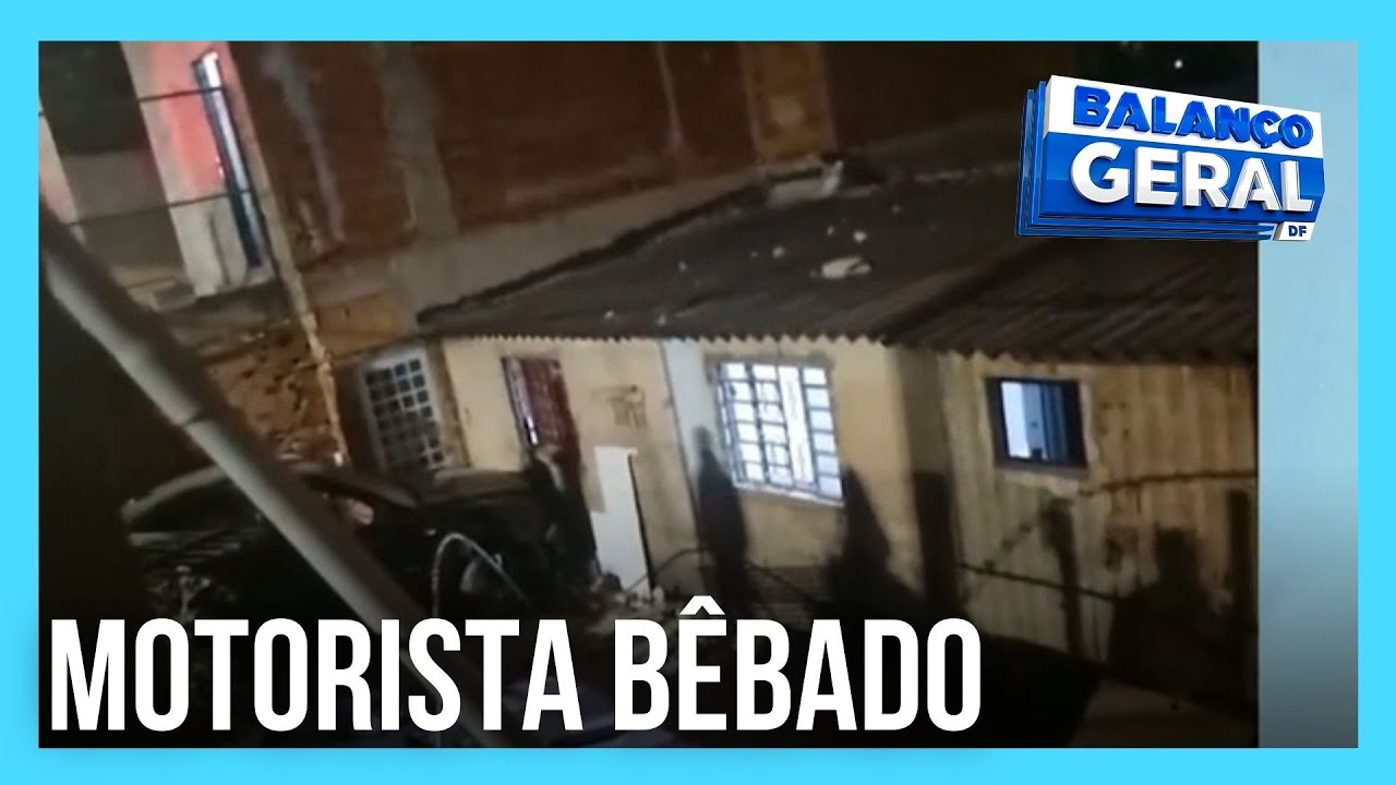 Motorista bêbado invade terreno e bate em muro de casa no DF