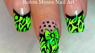 Neon Leopard French Tip Nails | Diva Nail Art Design Tutorial