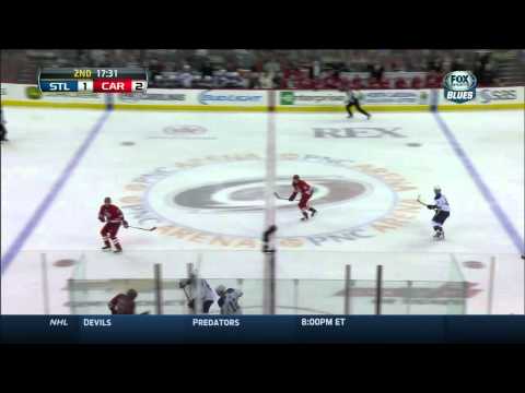 Jeff Skinner wrist shot goal 2-1 St. Louis Blues vs Carolina Hurricanes 1/31/14 NHL Hockey.