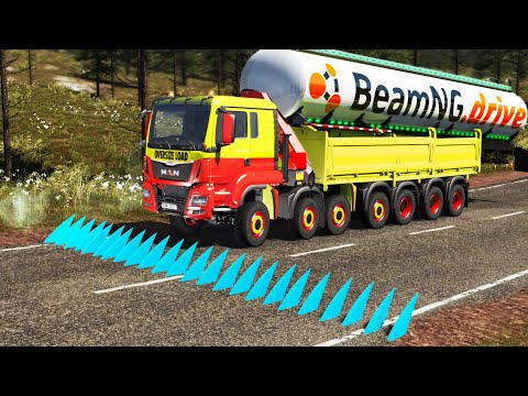 Cars Trucks vs Spikes #11 | BeamNG.DRIVE