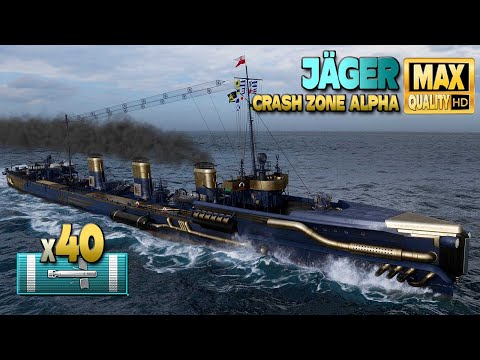 Destroyer Jäger: 40 torpedo hits on map "Crash Zone Alpha" - World of Warships