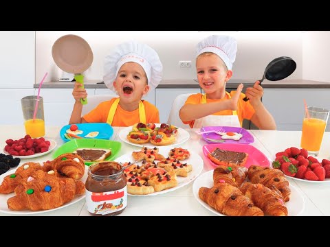 Vlad and Niki make breakfast for mom