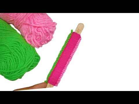 It's So Cute Superb Woolen Flower Craft Idea with Ice cream Stick - Hand Embroidery Amazing Flower
