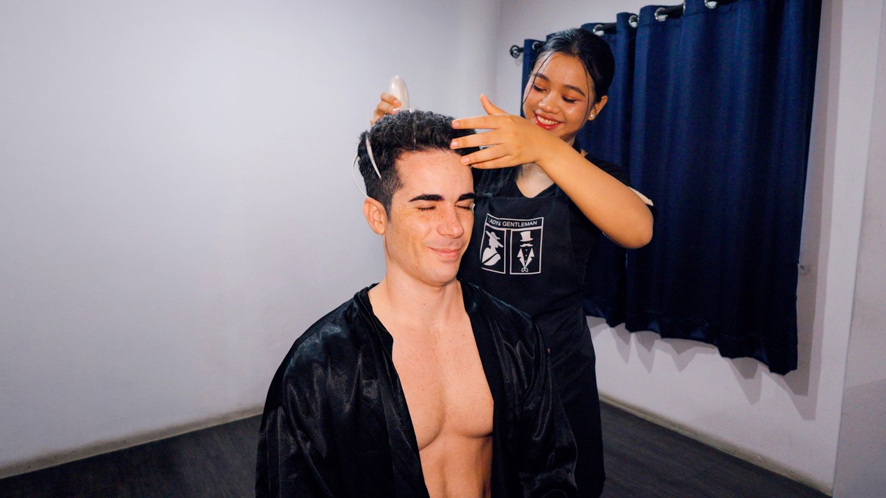 ASMR: $27 Full Service Barbershop Massage in Pattaya, Thailand 🇹🇭 so good
