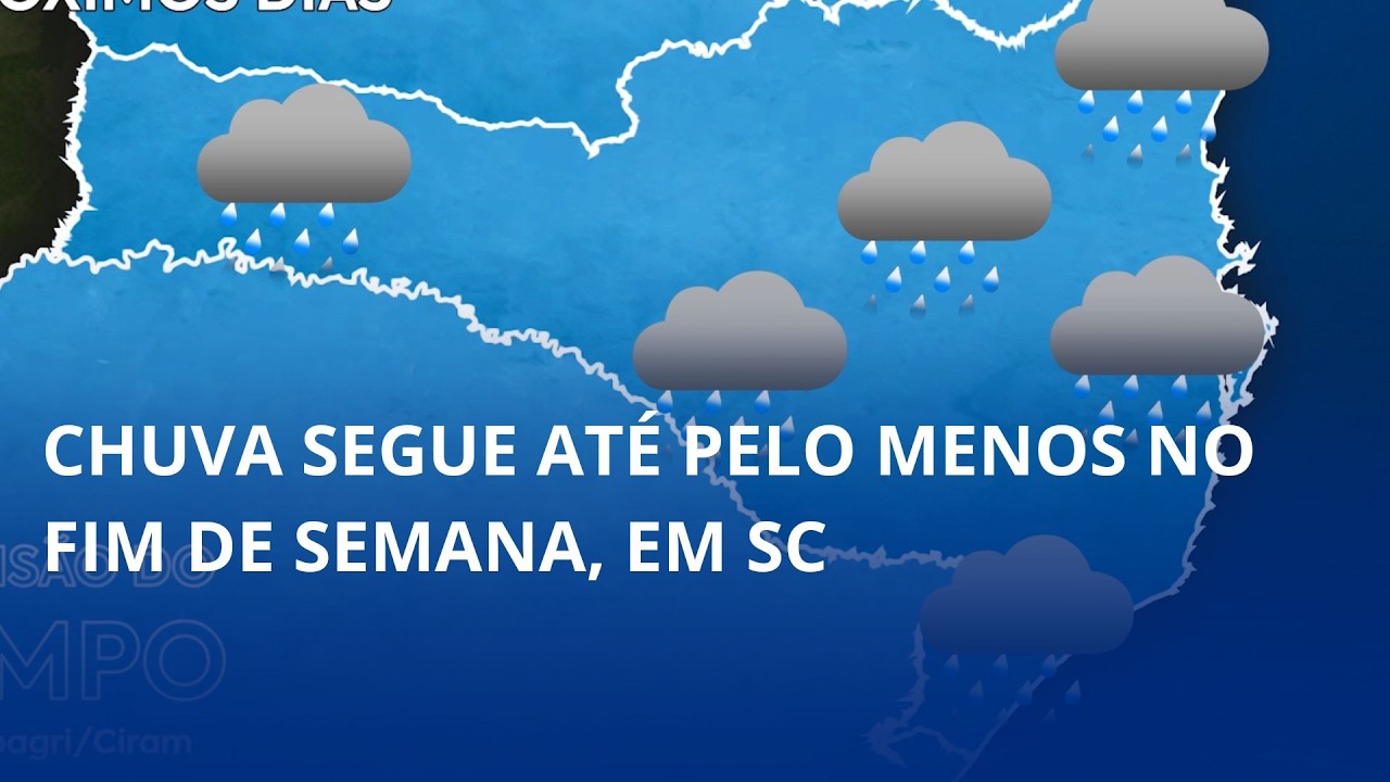 Chuva segue até pelo menos no fim de semana, em SC