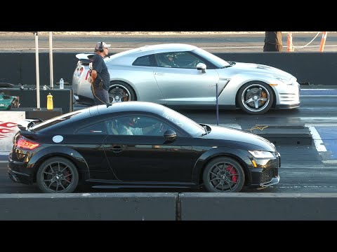 Nissan GT-R vs Audi TTRS and Audi 3 RS - sports cars drag racing