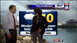 Aerosmith guitarist Joe Perry tries his hand at Fox 8 Weather