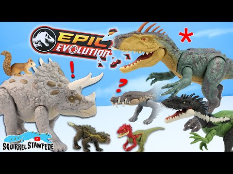 Jurassic World Epic Evolution Gigantic Trackers Neovenator & Triceratops Dinosaur Collecting Review