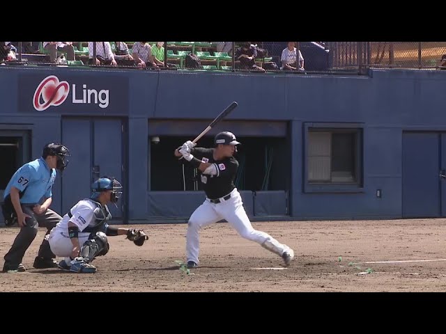 【ファーム】フルカウントから打った!! マリーンズ・池田来翔 本日2本目のタイムリー!!  2024年6月4日 北海道日本ハムファイターズ 対 千葉ロッテマリーンズ