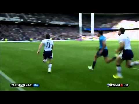 Mark Bennett's superb length of the field try vs Italy 2015
