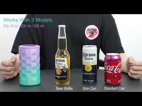 4 in 1 Can Cooler for 12 oz Slim Can, 12oz Standard Can, 12oz Beer Bottles Insulated Stainless Steel