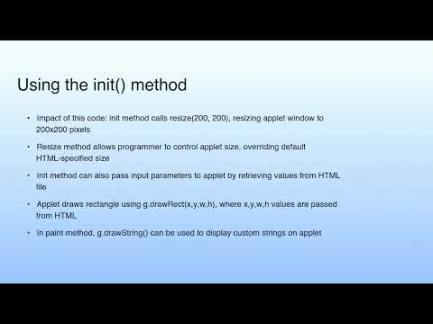 Using The Init Method Lecture 05 Java Applet Programming