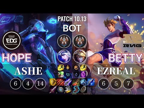 EDG Hope Ashe vs RNG Betty Ezreal Bot - KR Patch 10.13