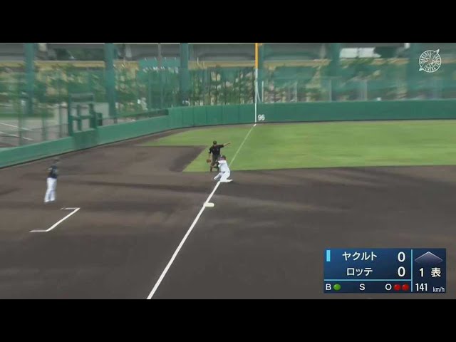 【ファーム】マリーンズ・茶谷健太 ライン際の打球を好捕しアウトを奪う!! 2022年6月17日 千葉ロッテマリーンズ 対 東京ヤクルトスワローズ