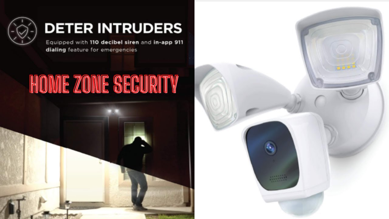 Home Zone Security Floodlight Camera – Smart 2.4 GHz Wireless 1080P Outdoor Security Flood Light