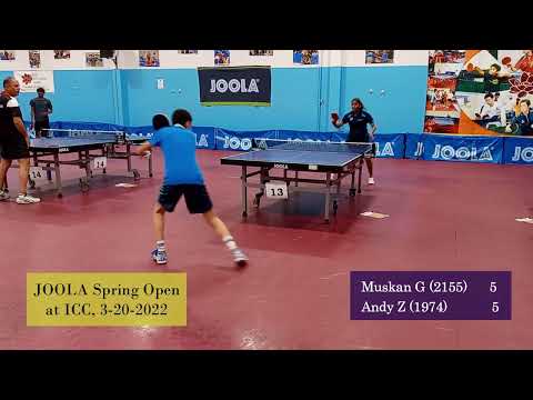 Muskan Gupta (2155) vs Andy Zhang (1974) - JOOLA Spring Open at ICC on 3-20-2022