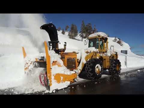 CAT 950F with a LaRue D65 blower in Soda Springs, CA after historic snow fall on Donner Summit