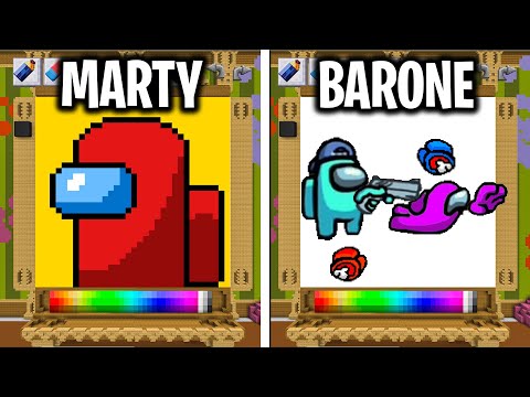MARTY PROVA A BARARE contro MARCY - GARA DI DISEGNO AMONG US su MINECRAFT ITA