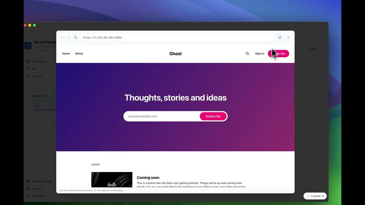 Deploy Ghost CMS to your own VPS in 1 Click