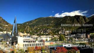 Andorra La Vella, Andorra - UHD Ultra HD 2K 4K Video Time Lapse Stock Footage Royalty-Free