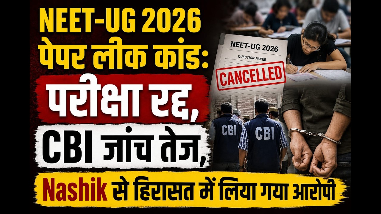 NEET-UG 2026 पेपर लीक कांड: परीक्षा रद्द, CBI जांच तेज, Nashik से हिरासत में लिया गया आरोपी