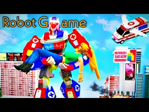 Flying Ambulance Robot Car Transform: Robot Games 3D। 911 Emergency Robot Rescue 2021 New Gameplay