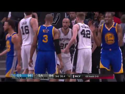 Manu Ginobili Nutmegs David West (2017 NBA Playoffs) SAS vs GSW GAME 3