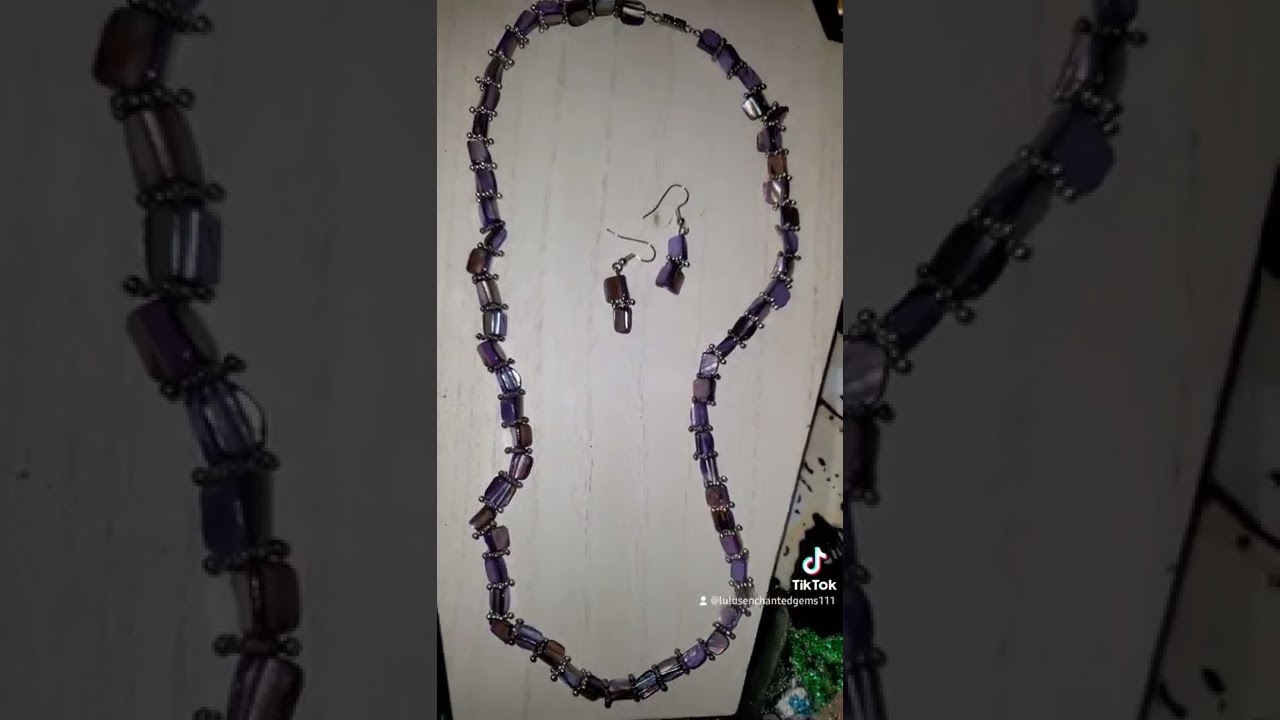 Purple Shell Necklace & Earring Set