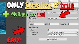 Download the video "Custom Inspector - Only Serialize if true (LISTS AND MULTIPLE PER LINE) Unity Tutorial"