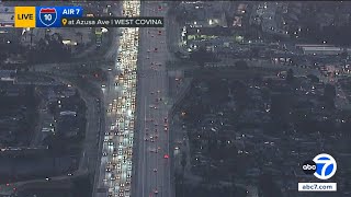 Crash on 10 Freeway temporarily shuts down all EB lanes in West Covina