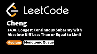YouTube video 'LeetCode 1438. Longest Continuous Subarray With Absolute Diff Less Than or Equal to Limit'