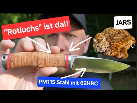 Der "Rotluchs" PM115 H62 ist da! JARS Messer mit Magnacut äquivalent Stahl Birkenrinde Titan Griff 