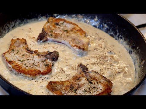 Pork Chops in Creamy Mushroom Pan Sauce - EASY Recipe # 169