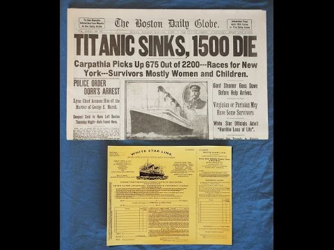 1912 Titanic Boston Daily Globe newspaper sells on Ebay
