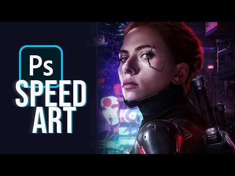 CYBERPUNK 2077 BLACK WIDOW - Photoshop Speed-Art