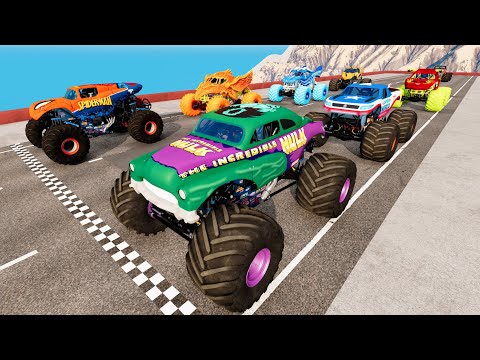 Hulk Monster Truck & El Toro Loco Monster Jam Racing, Freestyle, and High Speed Jumps