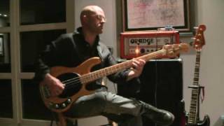 Music Man Stingray bass 1977. Played with broken plectrum.