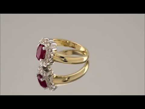 9ct Gold 1/4ct Diamond And Ruby Cluster Ring - D7412