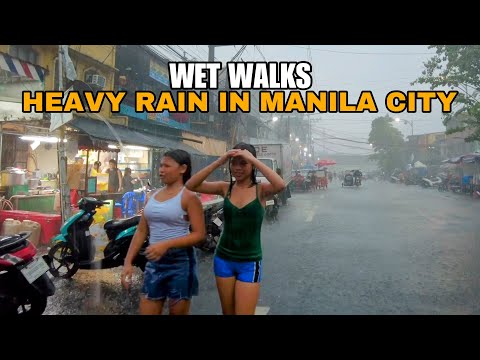 SUPER HEAVY RAIN HITS MANILA CITY-Afternoon walk in tondo Manila [4k]