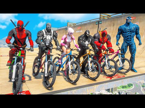 TEAM DEADPOOL VS TEAM VENOM Super Bicycles Competition #126 (Funny Contest) - GTA V Mods