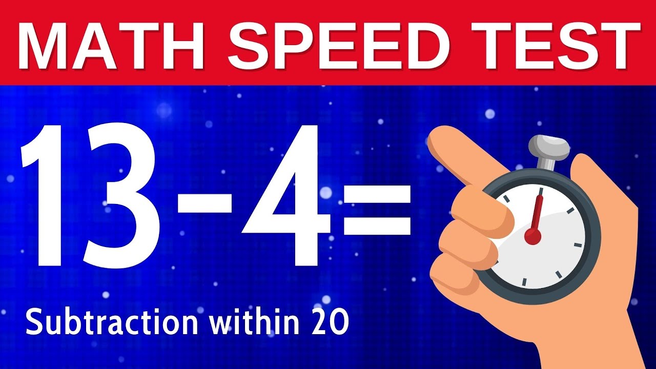 Subtraction Within 20 - Speed Math | First Grade Math Test | Math Calculation up to 20, Subtraction