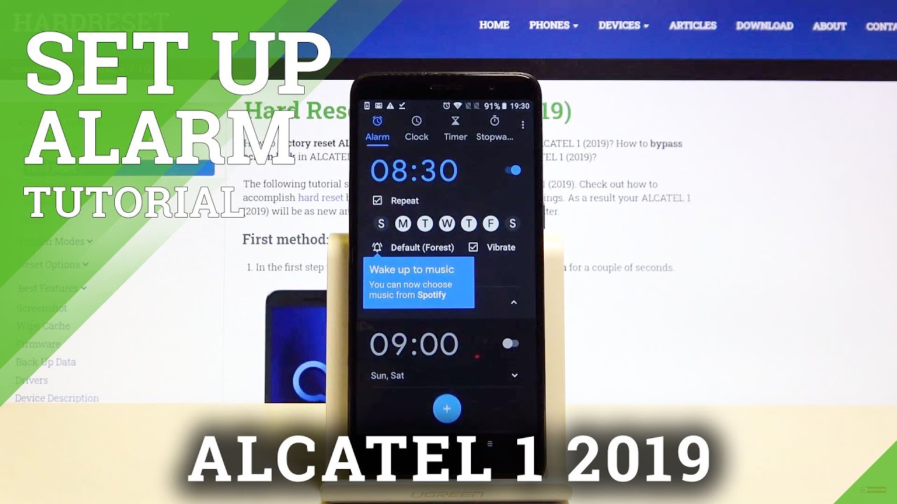 How to Set Up an Alarm Clock in Alcatel 1 2019 –Alarm Settings